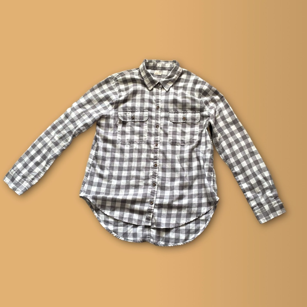 Hollister Grey & White Plaid Flannel Women’s Medium